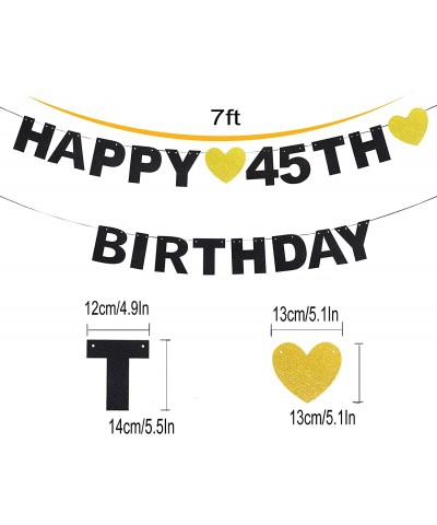 Happy 45th Birthday Banner Black Glitter 45 Years Old Bday Anniversary Party Decoration Sign for Women Men - 45th - CM18R4EA4...