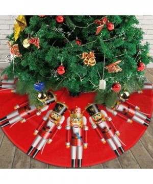 Nutty Nutcrackers Army Printed Christmas Tree Skirt Mat 30/36/48 Inch Diameter Luxury Faux Fur Christmas Decoration for Merry...