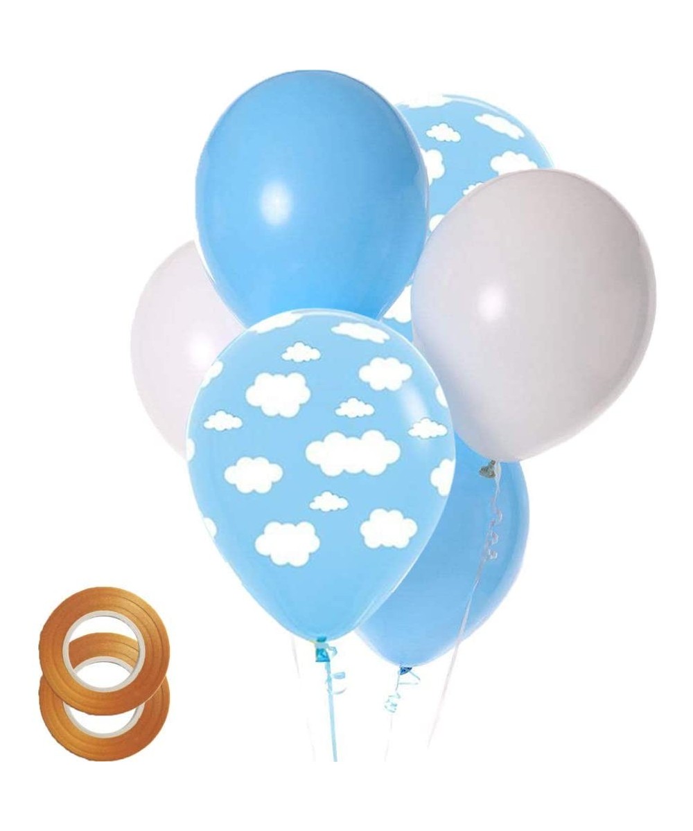 Cloud Print Blue Balloons and White Blue Latex Balloons 50 Count for Children Boy Girl Birthday Party Baby Shower Decoration ...