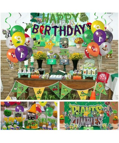 Plants VS Zombies Party Banner- Cake Topper- Cupcake Topper- Cup Cake Wrappers- Zombies Triangle Banner-Zombies Hanging Swirl...