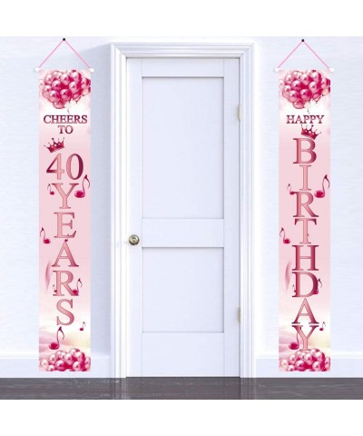 Ushinemi Happy 40th Birthday Porch Sign- 40 Birthday Decorations Banner for Women- Outdoor Party Decor Backdrop- Rose and Gol...