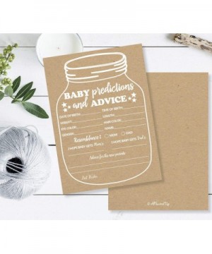 50 Kraft Mason Jar Advice and Prediction Cards for Baby Shower (Large 5x7) New Mom & Dad Card Mommy & Daddy To Be For Girl or...