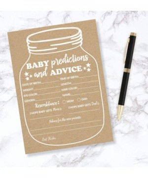 50 Kraft Mason Jar Advice and Prediction Cards for Baby Shower (Large 5x7) New Mom & Dad Card Mommy & Daddy To Be For Girl or...