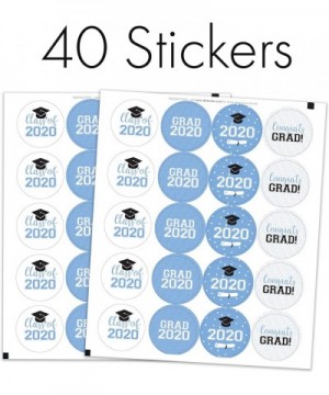 Class of 2020 Graduation Party Favor Labels- 1.75 in - 40 Stickers (Light Blue) - Light Blue - CX18M9N3IER $5.03 Favors