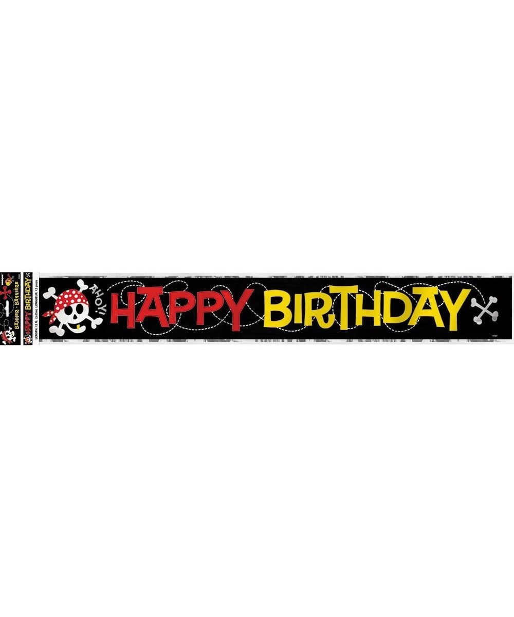 12ft Foil Pirate Party Happy Birthday Banner - CX118D27A6F $4.37 Banners