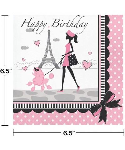 Party in Paris Happy Birthday Theme Plates and Napkins Serves 16 with Birthday Candles - CM185AL0LTH $10.45 Party Packs