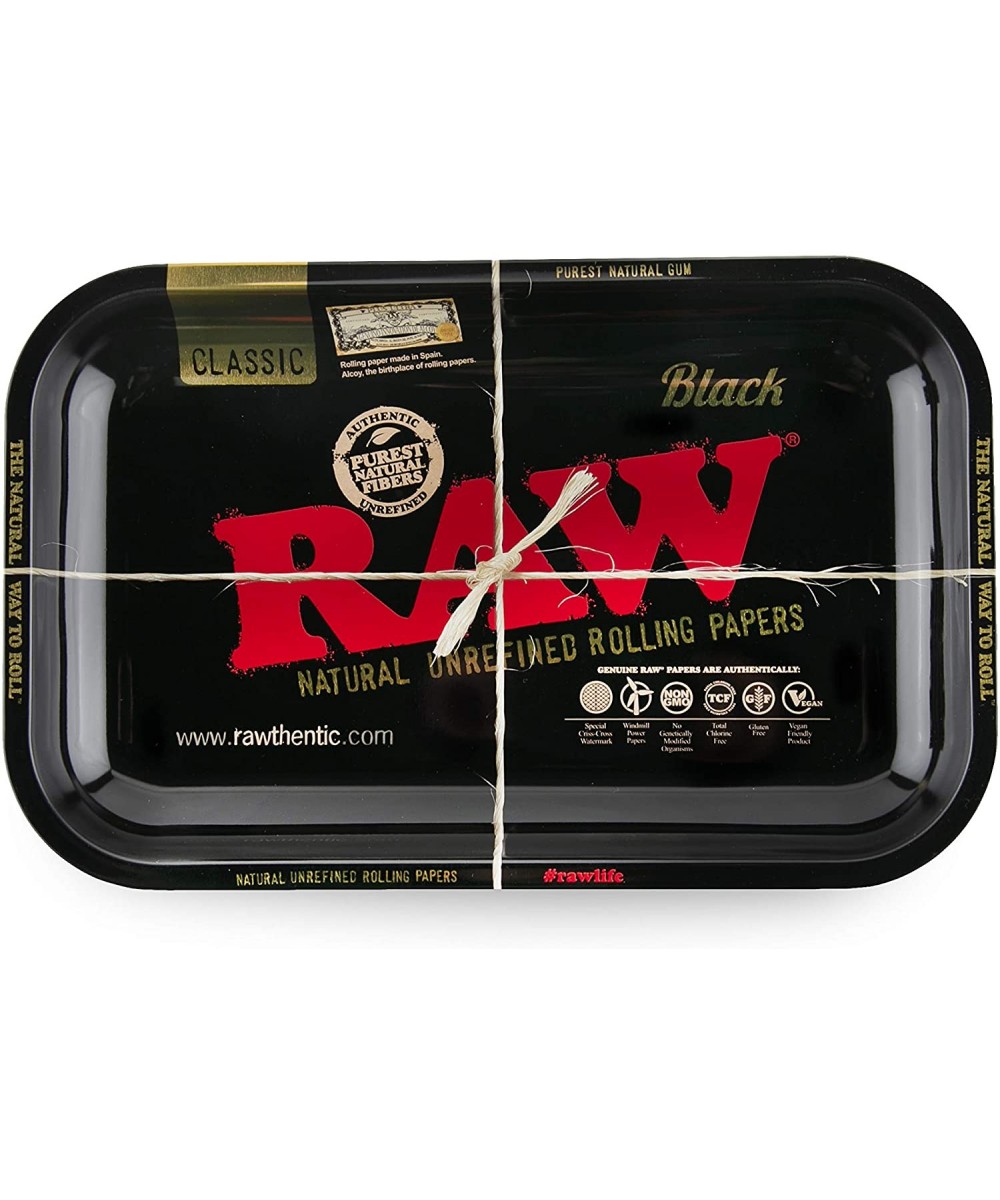 Rolling Papers - Metal Rolling Tray - Black Design - (Small) - Black - CZ18QCD2D3G $9.09 Party Packs