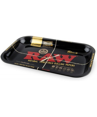 Rolling Papers - Metal Rolling Tray - Black Design - (Small) - Black - CZ18QCD2D3G $9.09 Party Packs