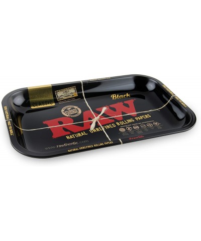 Rolling Papers - Metal Rolling Tray - Black Design - (Small) - Black - CZ18QCD2D3G $9.09 Party Packs