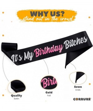 'It's My Birthday Bitches' Birthday Sash with Pink Foil - Soft Black Satin Sash for Women and Men - Happy Birthday Sash for G...