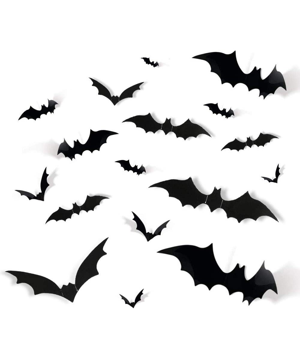 120 PCS Halloween Decorations Indoor Party Supplies-4 Different Sizes Reusable PVC 3D Halloween Bats Decorative- Scary Bats W...