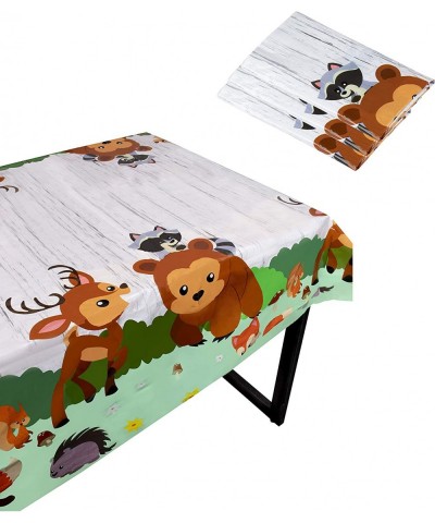 Woodland Animals Party Tablecloth - 3-Pack Disposable Plastic Rectangular Table Covers - Animals Themed Party Supplies Kids B...