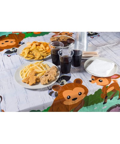 Woodland Animals Party Tablecloth - 3-Pack Disposable Plastic Rectangular Table Covers - Animals Themed Party Supplies Kids B...