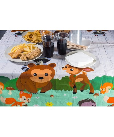 Woodland Animals Party Tablecloth - 3-Pack Disposable Plastic Rectangular Table Covers - Animals Themed Party Supplies Kids B...