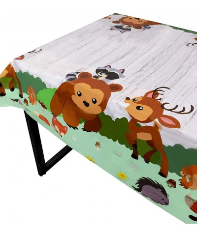 Woodland Animals Party Tablecloth - 3-Pack Disposable Plastic Rectangular Table Covers - Animals Themed Party Supplies Kids B...