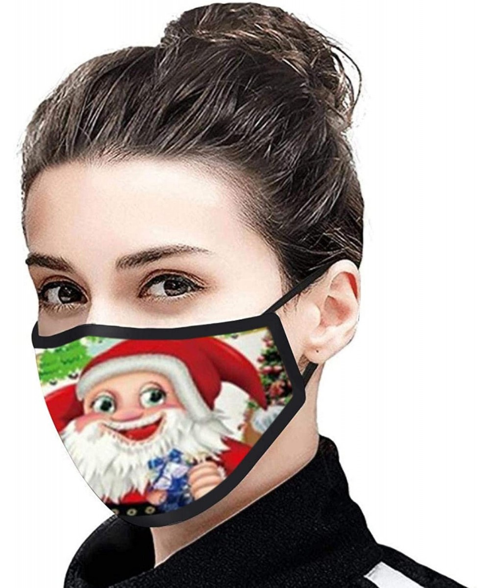 Christmas Printed Face Bandanas for Women and Men- Black Washable Reusable Ear Hook for Outdoor Sports Party - F - CS19KN5SAG...