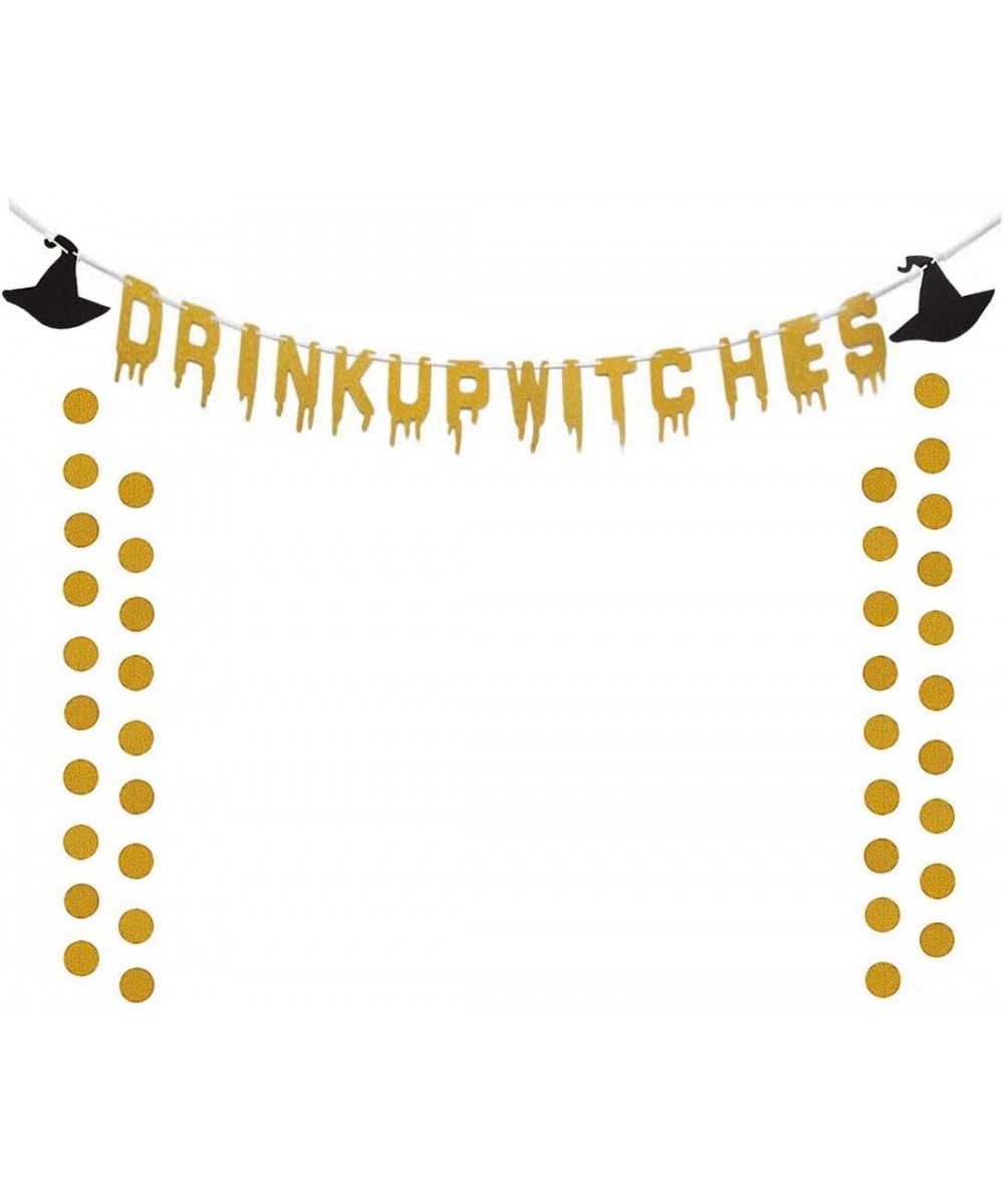 Gold Glittery Drink Up Witches Hat Banner for Halloween Party Decoration Supplies with 2 Pack Paper Garland - CW18IOCCO9X $7....