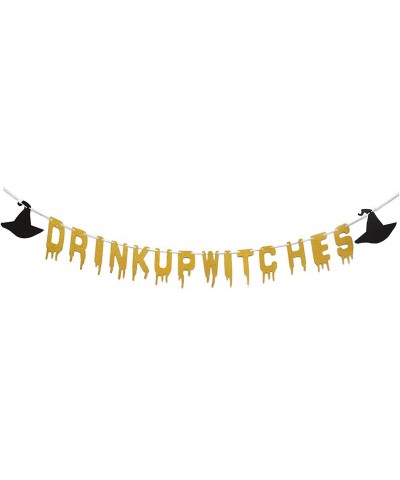 Gold Glittery Drink Up Witches Hat Banner for Halloween Party Decoration Supplies with 2 Pack Paper Garland - CW18IOCCO9X $7....