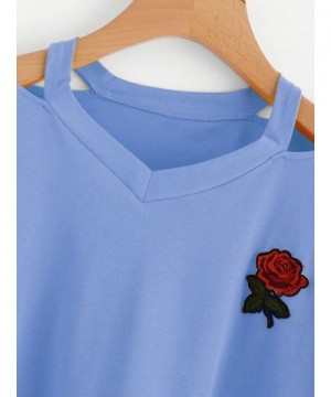 Women's Casual Floral Rose Print Long Sleeve Crop Tops Teen Girls Tops Sweatshirt Blouse Shirts - Blue - CC18H0AX4OM $9.67 Ba...