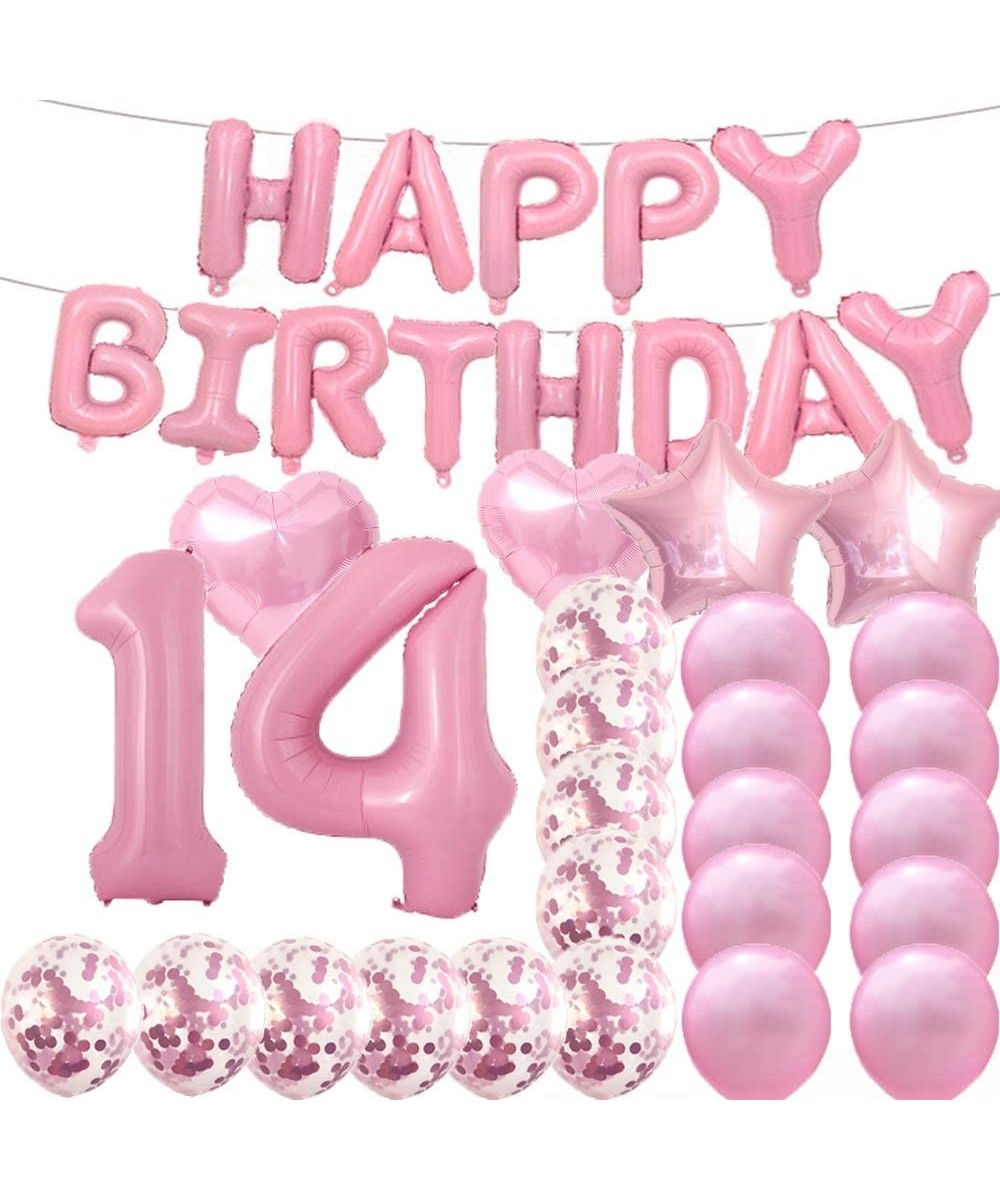 Sweet 14th Birthday Decorations Party Supplies-Pink Number 14 Balloons-14th Foil Mylar Balloons Latex Balloon Decoration-Grea...