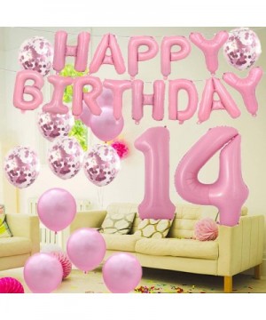 Sweet 14th Birthday Decorations Party Supplies-Pink Number 14 Balloons-14th Foil Mylar Balloons Latex Balloon Decoration-Grea...