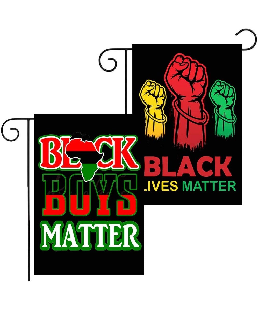 Black Lives Matter Love Always Wins Banner Flag Garden Decoration 13in18.5in 2 Pieces(Multi Map BLM+Multi Fist BLM) - Multi M...