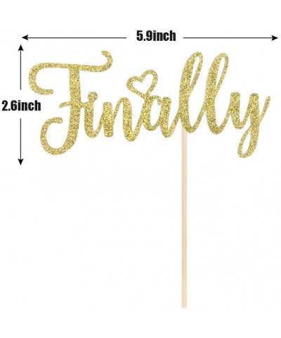 Gold Glitter Finally Cake Topper - Congratulations-Bridal Shower- Graduation-Wedding Anniversary Party Decoration Supplies - ...