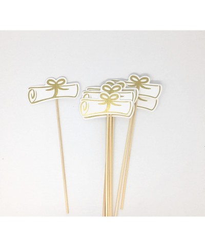 Double Sided Graduation Diploma Centerpiece Sticks Set of 8 Diploma Picks Floral Picks Metallic Foil (Gold) - Gold - CW18DS0X...
