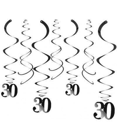 Black 30 Party Swirl Birthday Decorations-Foil Ceiling Hanging Swirl for 30th Birthday Party Decorations 30th Anniversary - P...