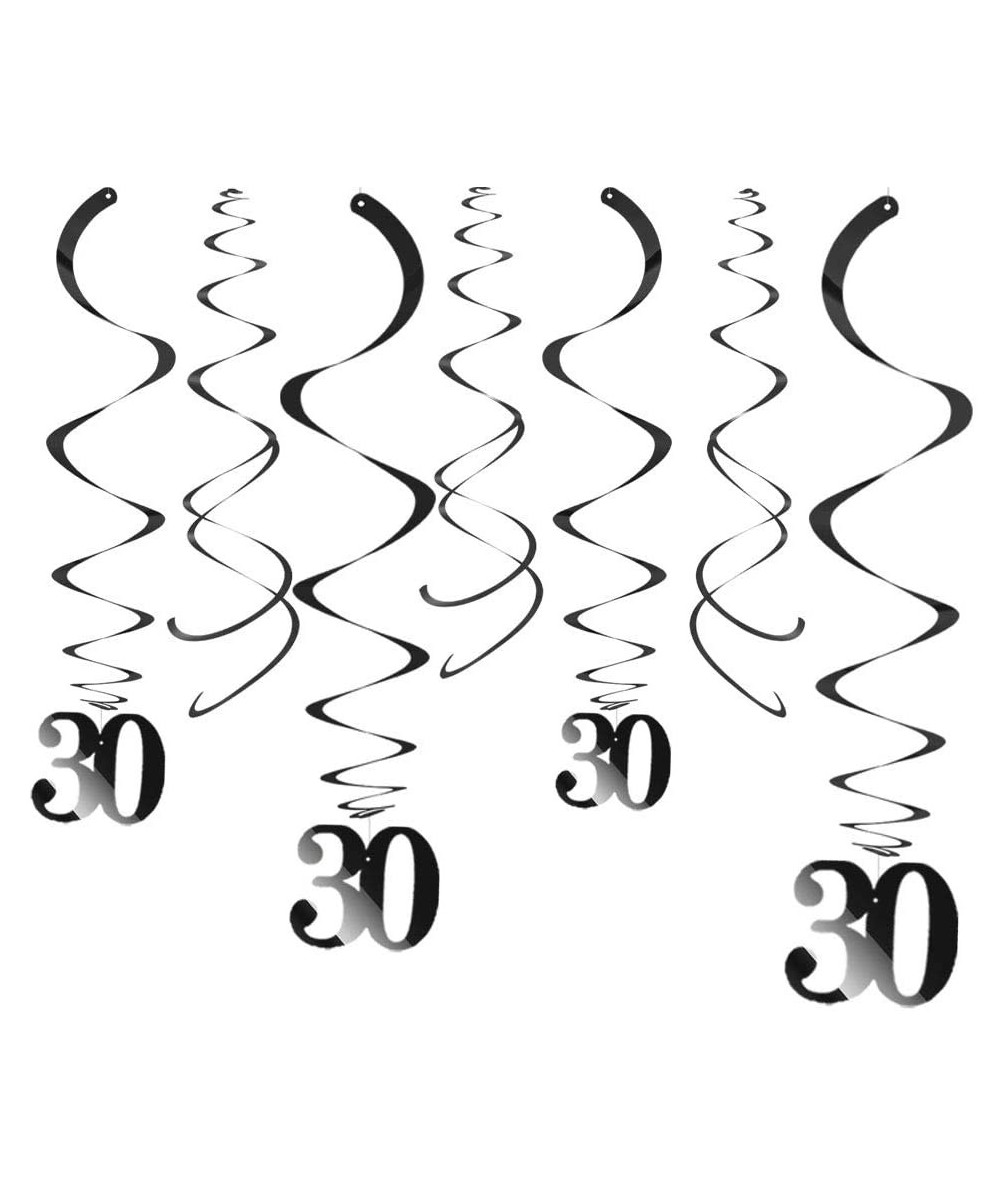 Black 30 Party Swirl Birthday Decorations-Foil Ceiling Hanging Swirl for 30th Birthday Party Decorations 30th Anniversary - P...