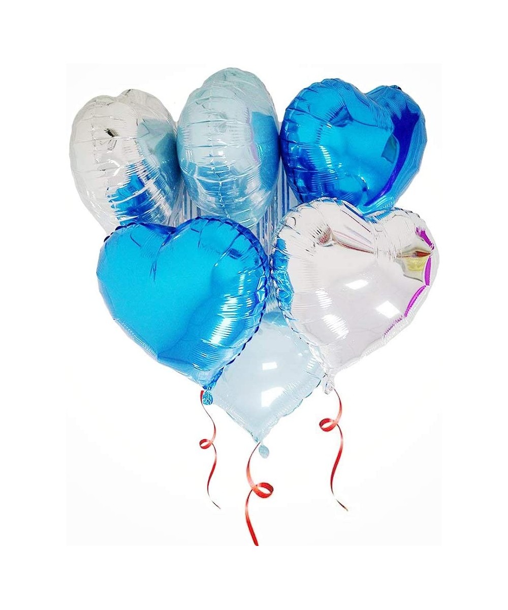 Blue Heart Balloons 18 inch Heart Shaped Foil Mylar Balloon Pack of 30 - Blue Silver - C0184WDWSNI $9.15 Balloons