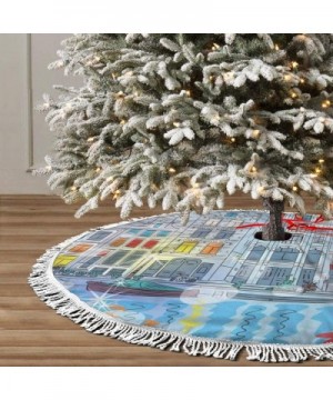 48"Fringed lace Christmas Tree Skirt with Santa-Noel Time At Amsterdam Canal With Historical Famous Buildings North Europe De...