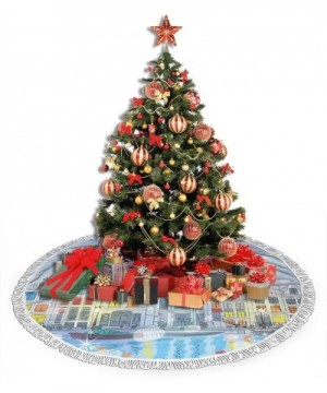 48"Fringed lace Christmas Tree Skirt with Santa-Noel Time At Amsterdam Canal With Historical Famous Buildings North Europe De...