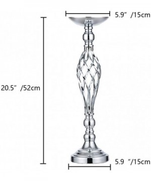 2Pcs Silver Metal Flower Vase- Wedding/Party Flowers Centerpieces for Table- Tall Candle Holder for Pillar Candle (20.5inch/5...