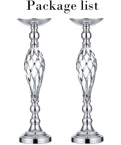 2Pcs Silver Metal Flower Vase- Wedding/Party Flowers Centerpieces for Table- Tall Candle Holder for Pillar Candle (20.5inch/5...