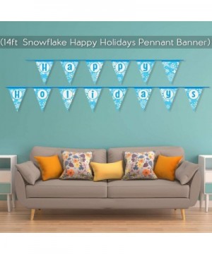 6 Snowflake Plastic Tablecovers + 1 Happy Holidays Banner - Disposable Tablecloths are 84 x 54 Each and Decoration is 14 feet...