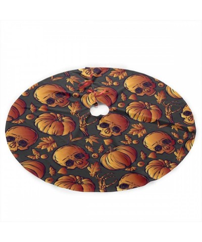 Halloween Skull Leaves Pumpkin Traditional Christmas Tree Skirt Santa & Reindeer Tree Ornaments Tree Skirt for Christmas Deco...