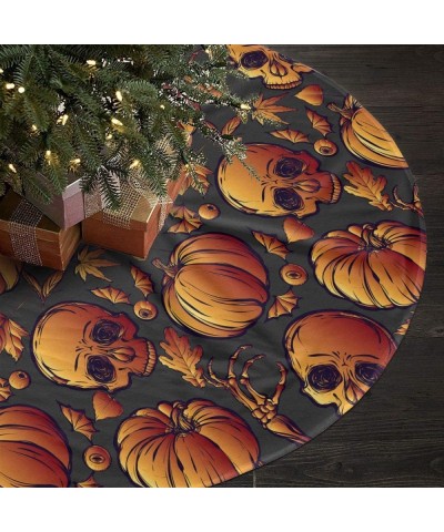 Halloween Skull Leaves Pumpkin Traditional Christmas Tree Skirt Santa & Reindeer Tree Ornaments Tree Skirt for Christmas Deco...