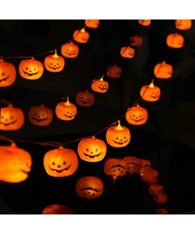 Halloween String Lights- LED Pumpkin Lights- Holiday Lights for Outdoor Decor-2 Modes Steady/Flickering Lights(20 One Pumpkin...