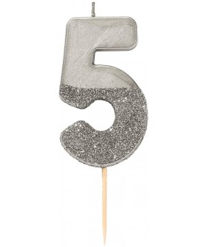 Premium Quality Silver Numeral Number Five 5th Birthday Candle Cake Topper Decoration- Wax- Glitter Height 8cm- 3" Pretty and...