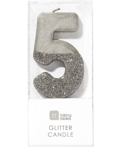 Premium Quality Silver Numeral Number Five 5th Birthday Candle Cake Topper Decoration- Wax- Glitter Height 8cm- 3" Pretty and...