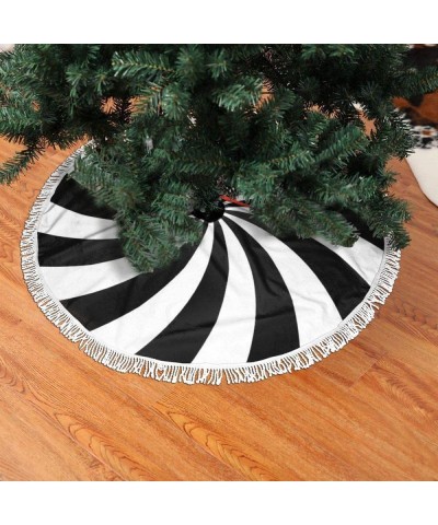 White and Black Lollipop Christmas Tree Skirt 30" Polyester with White Fringed Border-for Party Holiday Decorations Xmas Orna...