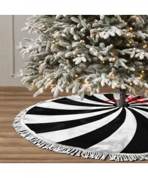 White and Black Lollipop Christmas Tree Skirt 30" Polyester with White Fringed Border-for Party Holiday Decorations Xmas Orna...