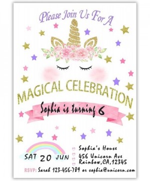 Unicorn Invitations-20 Fill in Style Glitter Unicorn Party Invitations with Envelopes for Kids Birthday Baby Shower Unicorn P...