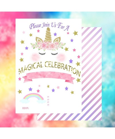 Unicorn Invitations-20 Fill in Style Glitter Unicorn Party Invitations with Envelopes for Kids Birthday Baby Shower Unicorn P...