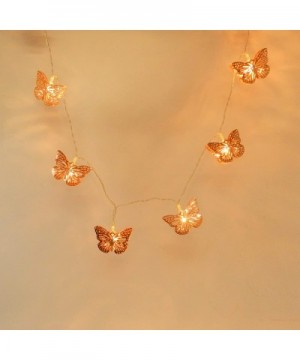 Rose Gold Metal Butterfly LED String Lights Battery Operated with Timer for Home Wedding Party Birthday Valentine's Day and S...