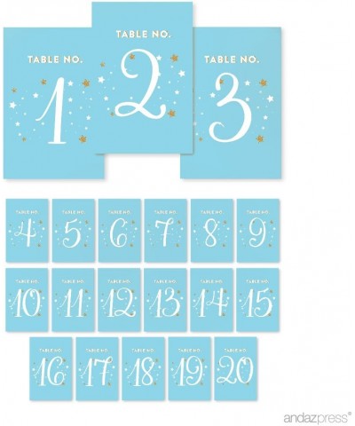 Twinkle Twinkle Little Star Baby Blue Wedding Collection- Table Numbers 1-20 on Perforated Paper- Single-Sided- 4 x 6-inch- 1...