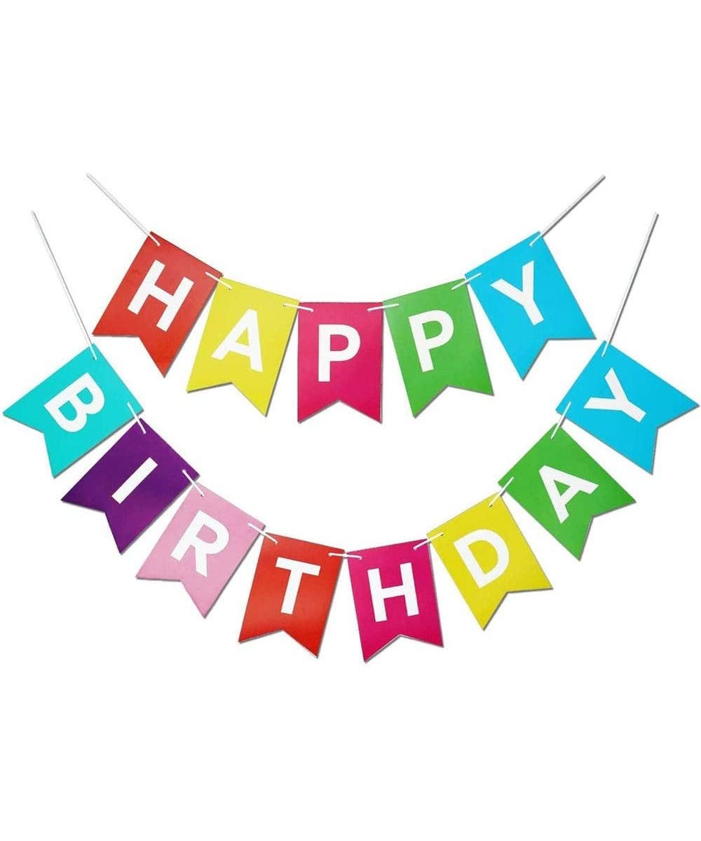 Colorful Happy Birthday Banner Signs Birthday Party Bunting Signs for Rainbow Birthday Decorations Nursery Hanging Outdoor Bi...