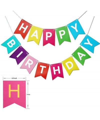 Colorful Happy Birthday Banner Signs Birthday Party Bunting Signs for Rainbow Birthday Decorations Nursery Hanging Outdoor Bi...