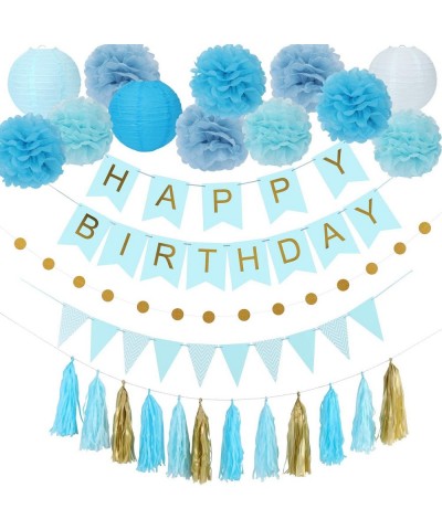 Birthday Decorations-Birthday Party Supplies for Boys Girls Decors Kit Pom Pom Lanterns Paper Garland Happy Birthday Banner- ...